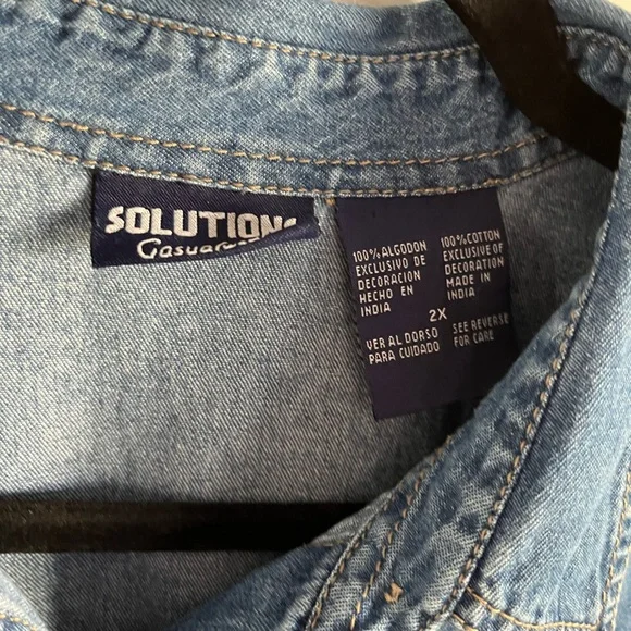 Vintage Christmas Embroidered Denim Button Down Shirt/Blouse L/XL - Picture 4 of 10